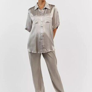 Dissh Silver Satin Pants